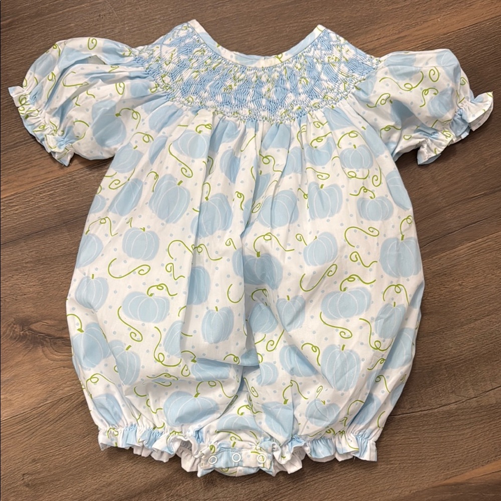 Cecil and Lou Smocked Pumpkin Bubble size 2T